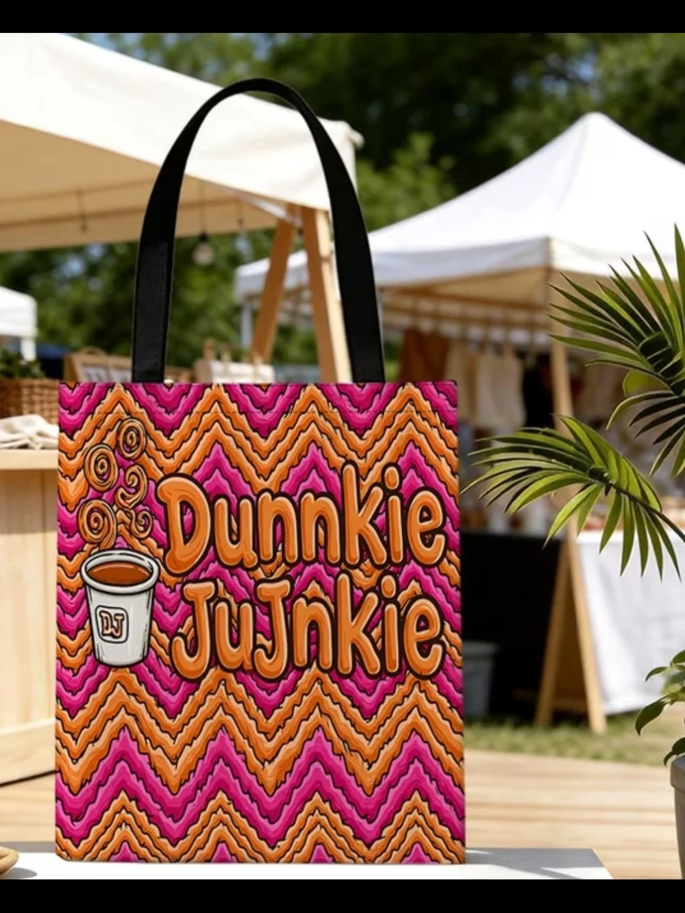 Dunnkie JuJnkie Pink & Orange Tote Bag by